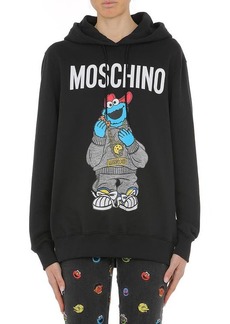 Moschino x Sesame Street® Cookie Monster Logo Sweatshirt in 1555 Fantasy Print Black at Nordstrom