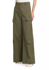 Moschino Olive Stretch Wide-Leg Pants