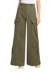 Moschino Olive Stretch Wide-Leg Pants