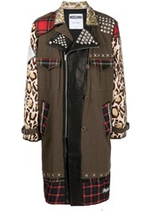 Moschino patchwork biker-style coat