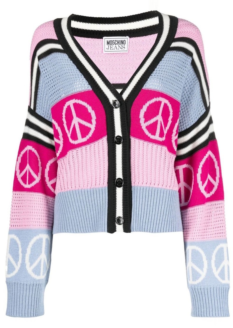 Moschino peace sign-print knitted cardigan