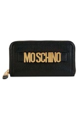 Moschino Pebbled Leather Zip-Around Wallet