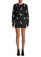 Moschino Pill-Print Virgin Wool Mini Sweatshirt Dress