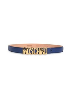 Moschino Plaque Logo Leather Belt