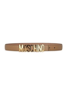 Moschino Plaque Logo Leather Belt