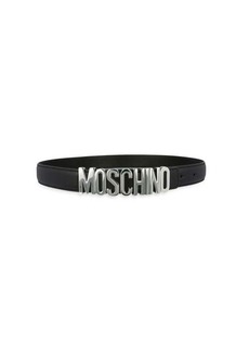 Moschino Plaque Logo Leather Belt