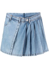 Moschino pleated layered denim shorts