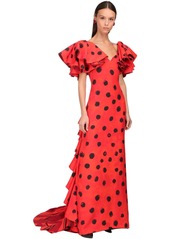 Moschino Polka Dot Print Ruffled Cady Dress