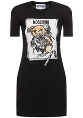 Moschino Printed Cotton Knit S/s Mini Dress