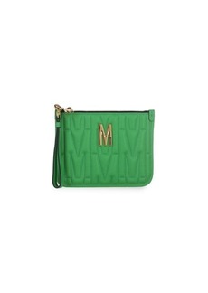 Moschino Quilted Logo Wristlet Pouch