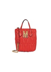 Moschino Quilted Monogram Leather Satchel