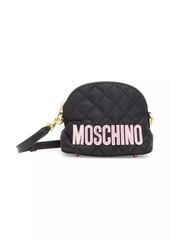 Moschino Quilted Nylon Metallic-Logo Dome Crossbody Bag