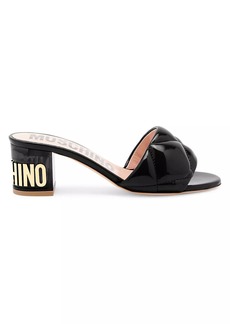 Moschino Quilted Patent Logo Mules