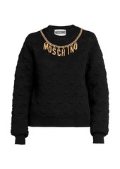 Moschino Quilted Smiley Chain Logo Sweater