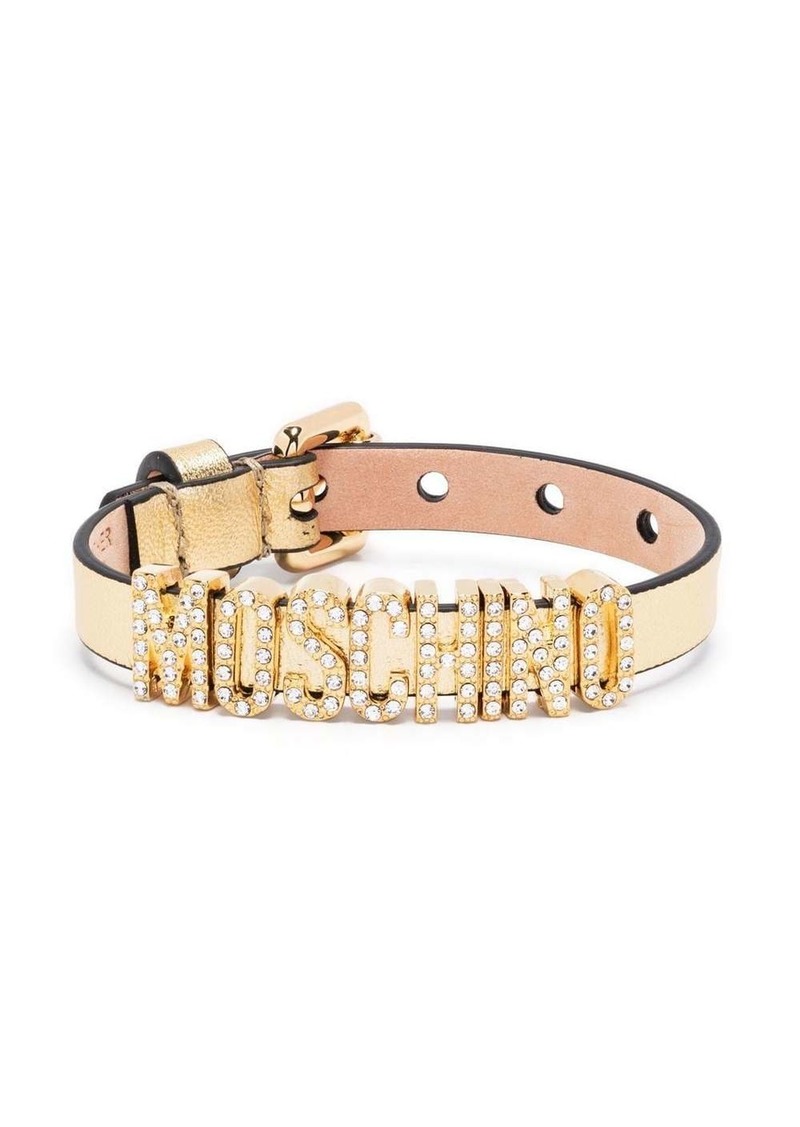 Moschino rhinestone-embellished logo bracelet