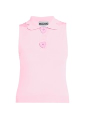 Moschino Rib-Knit Heart Button Top