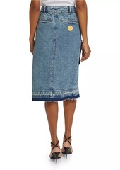 Moschino Ruffled Cargo Denim Midi-Skirt