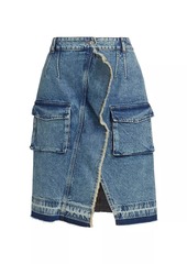 Moschino Ruffled Cargo Denim Midi-Skirt