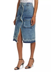 Moschino Ruffled Cargo Denim Midi-Skirt