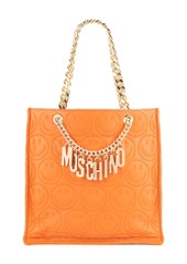 Moschino Smiley-Embossed Leather Tote