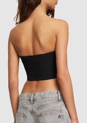 Moschino Strapless Viscose Envers Satin Crop Top