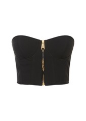 Moschino Strapless Viscose Envers Satin Crop Top