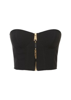 Moschino Strapless Viscose Envers Satin Crop Top