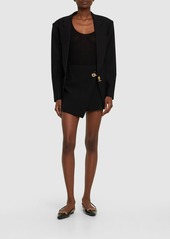 Moschino Stretch Crepe Front Wrap Shorts