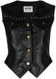 Moschino stud-detail panelled faux-leather gilet