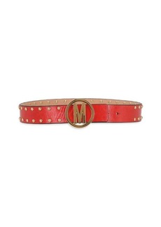 Moschino Stud Logo Leather Belt
