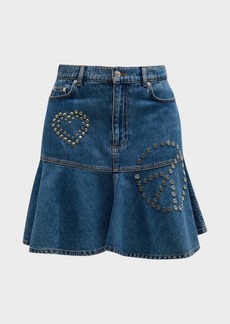 Moschino Studded Denim Mini Skirt