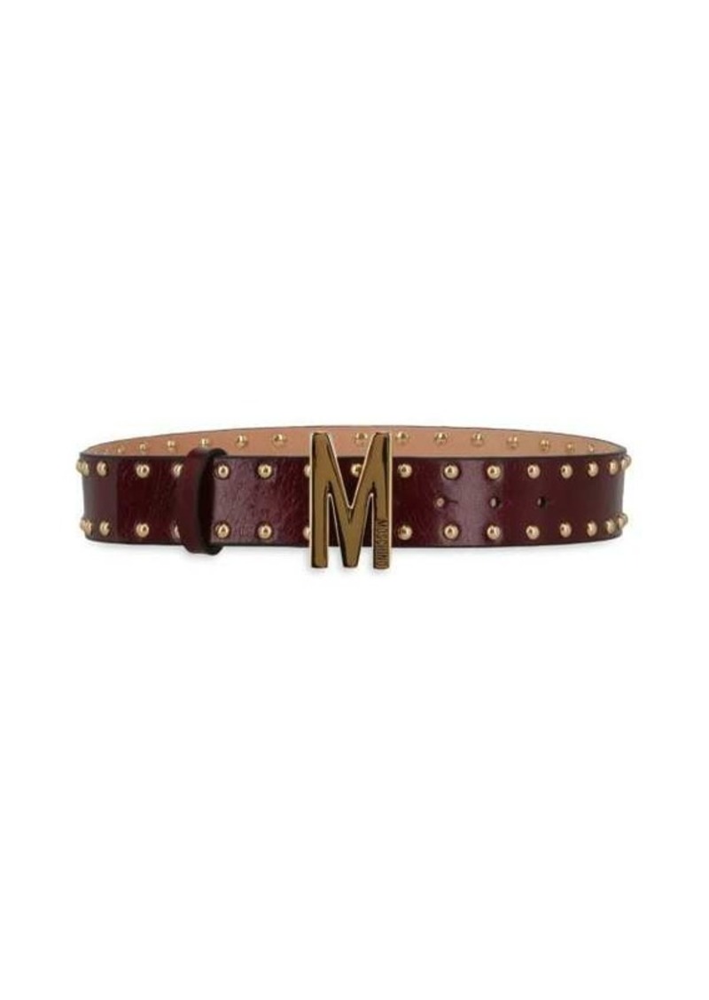 Moschino Studded Logo Leather Belt