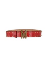 Moschino Studded Logo Leather Slim Belt