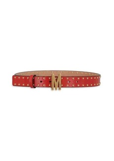 Moschino Studded M-Buckle Leather Belt