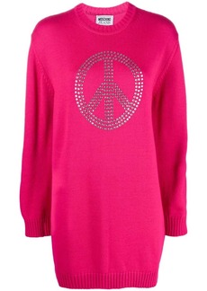 Moschino studded peace-sign wool-blend jumper