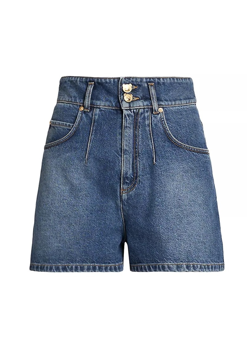 Moschino Teddy Bear Button Denim Shorts