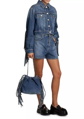 Moschino Teddy Bear Button Denim Shorts