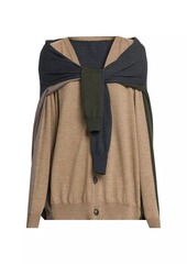 Moschino Tie-Front Wool Double Cardigan