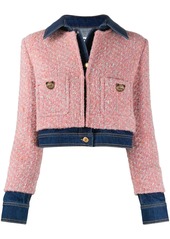 Moschino tweed-overlay denim jacket