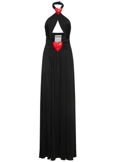 Moschino Viscose Organza Cutout Long Dress