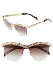 Moschino 57mm Rimless Metal Bar Polarized Sunglasses in Gold Havana at Nordstrom