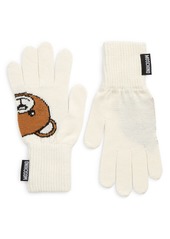 Moschino Intrasia Teddy Wool Blend Gloves in Ivory Bear Print at Nordstrom