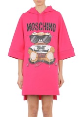 Moschino Teddy Logo Hooded High-Low Dress in Fantasy Print Fuchsia at Nordstrom