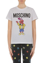Moschino x Sesame Street(R) Elmo Logo Cotton Graphic Tee in 1001 Fantasy Print White at Nordstrom