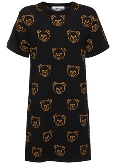Moschino Wool Jacquard Shirt Dress W/ Teddy Logo