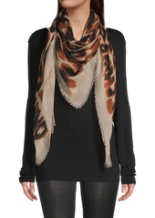 Moschino Wool-Silk Blend Leopard Logo Scarf