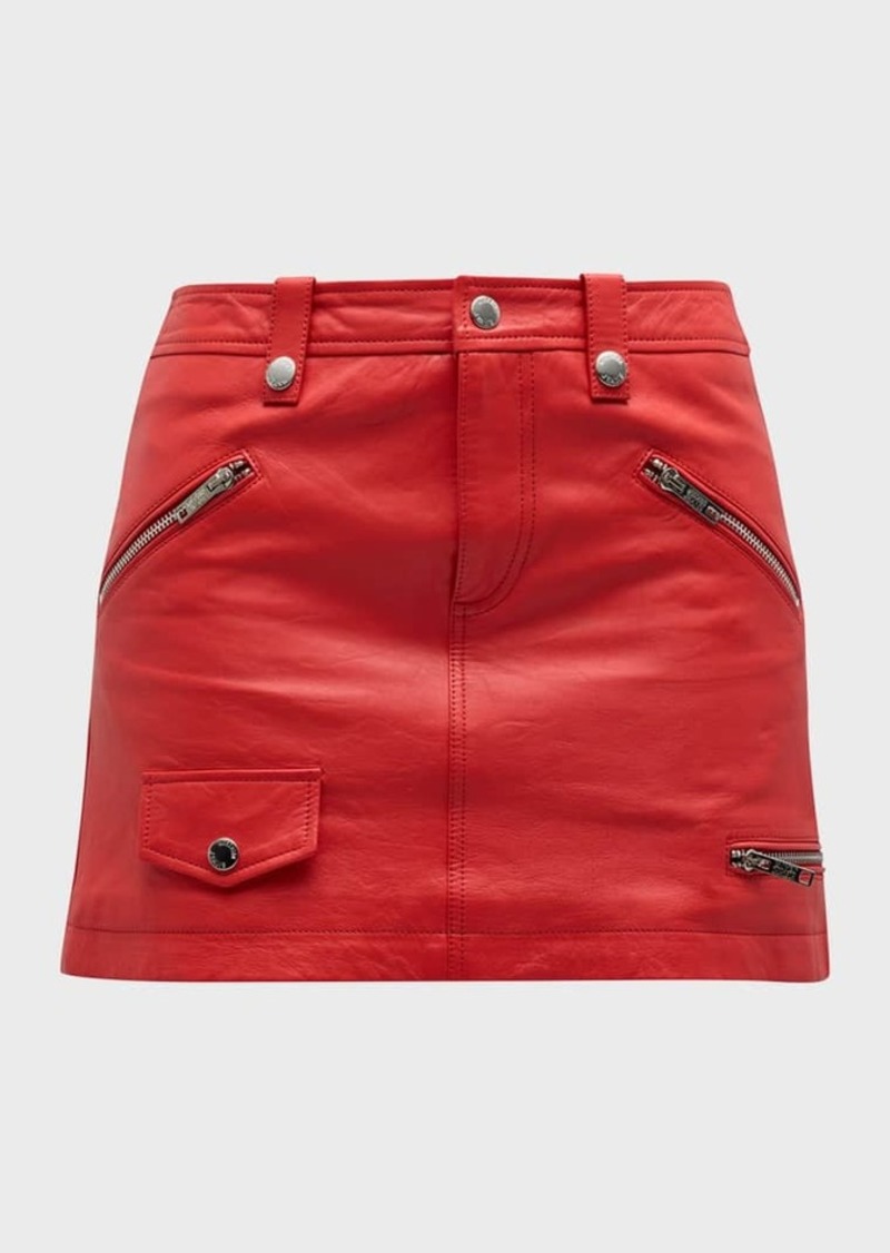 Moschino Zip-Pocket Faux-Leather Mini Skirt