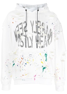 Mostly Heard Rarely Seen distressed paint-splattered hoodie