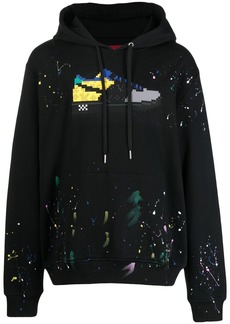 Mostly Heard Rarely Seen graphic-print paint-splattered hoodie