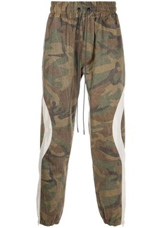 Mostly Heard Rarely Seen panelled camouflage tapered joggers